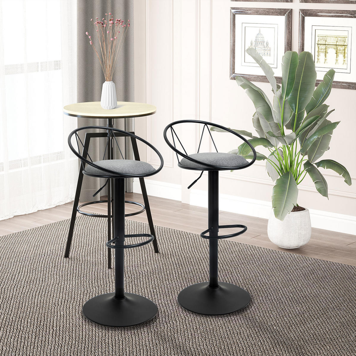 BARHOCKER 2er-Set DE-14682 höhenverstellbar & schwenkbar Grau - Grau, Metall (46/100/51cm) - ComfortXL