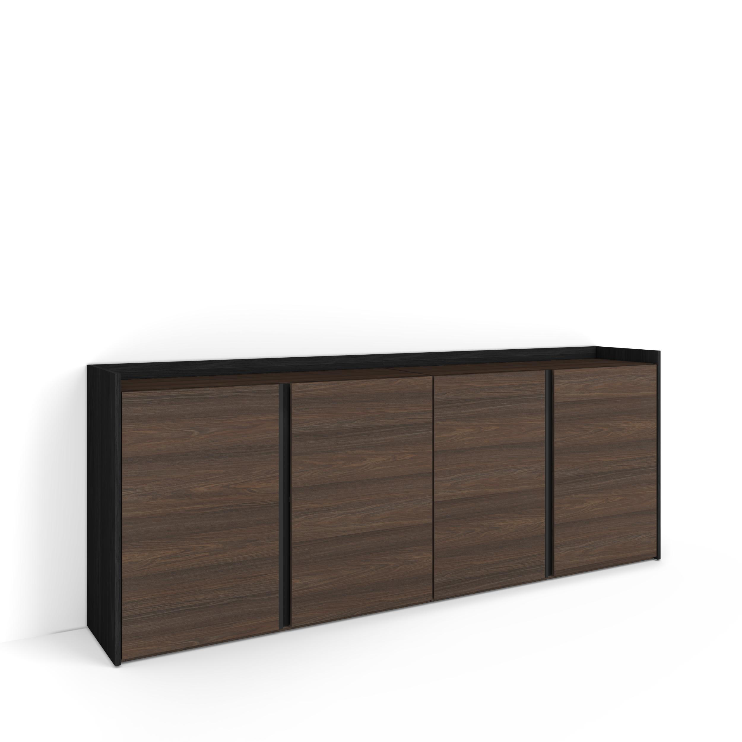 SIDEBOARD, Dunkler Eiche und Schwarz, 207/35/80cm - Dunkelbraun, Holzwerkstoff (207/80/35cm) - Skraut Home