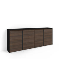 SIDEBOARD, Dunkler Eiche und Schwarz, 207/35/80cm - Dunkelbraun, Holzwerkstoff (207/80/35cm) - Skraut Home