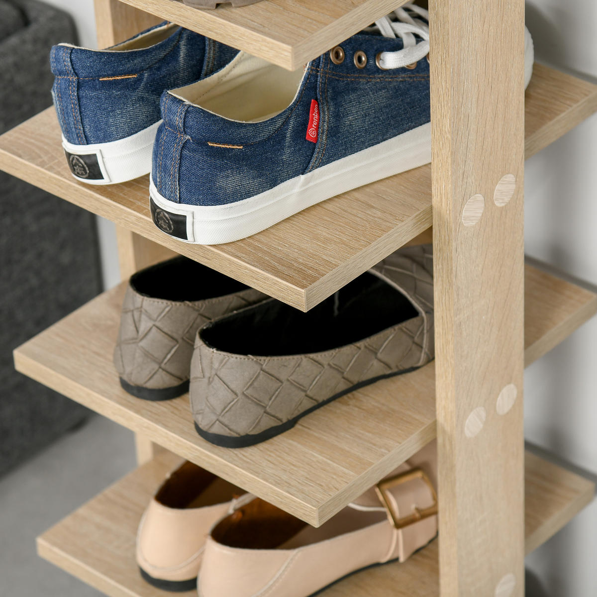 SCHUHREGAL,HOLZ Ablagefach für 6 Paar 32x30x104cm - Beige, Holzwerkstoff (32/104/30cm) - Vallsero
