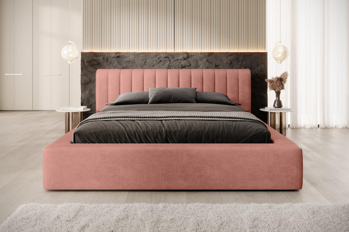 POLSTERBETT aus Polyester Vurmat 180x200 cm, Pink - Pink, Textil (180/200cm) - Fedve