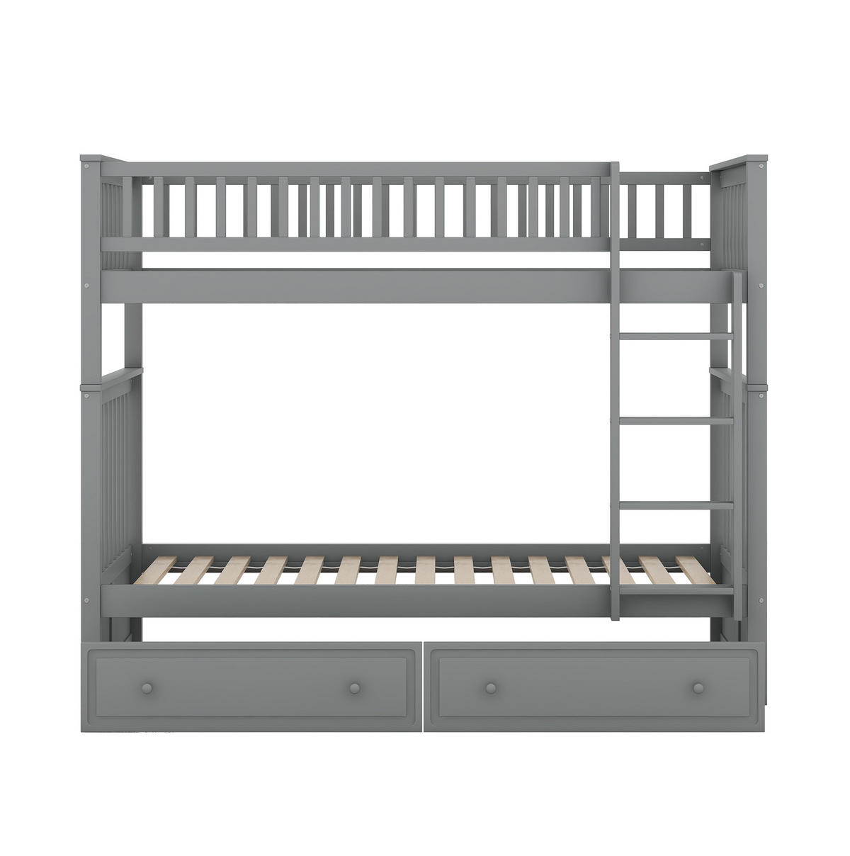 ETAGENBETT umbaubar mit 2 Schubladen 90x200 cm Kiefer Grau - Grau, Holzwerkstoff (90/200cm) - Beauniv