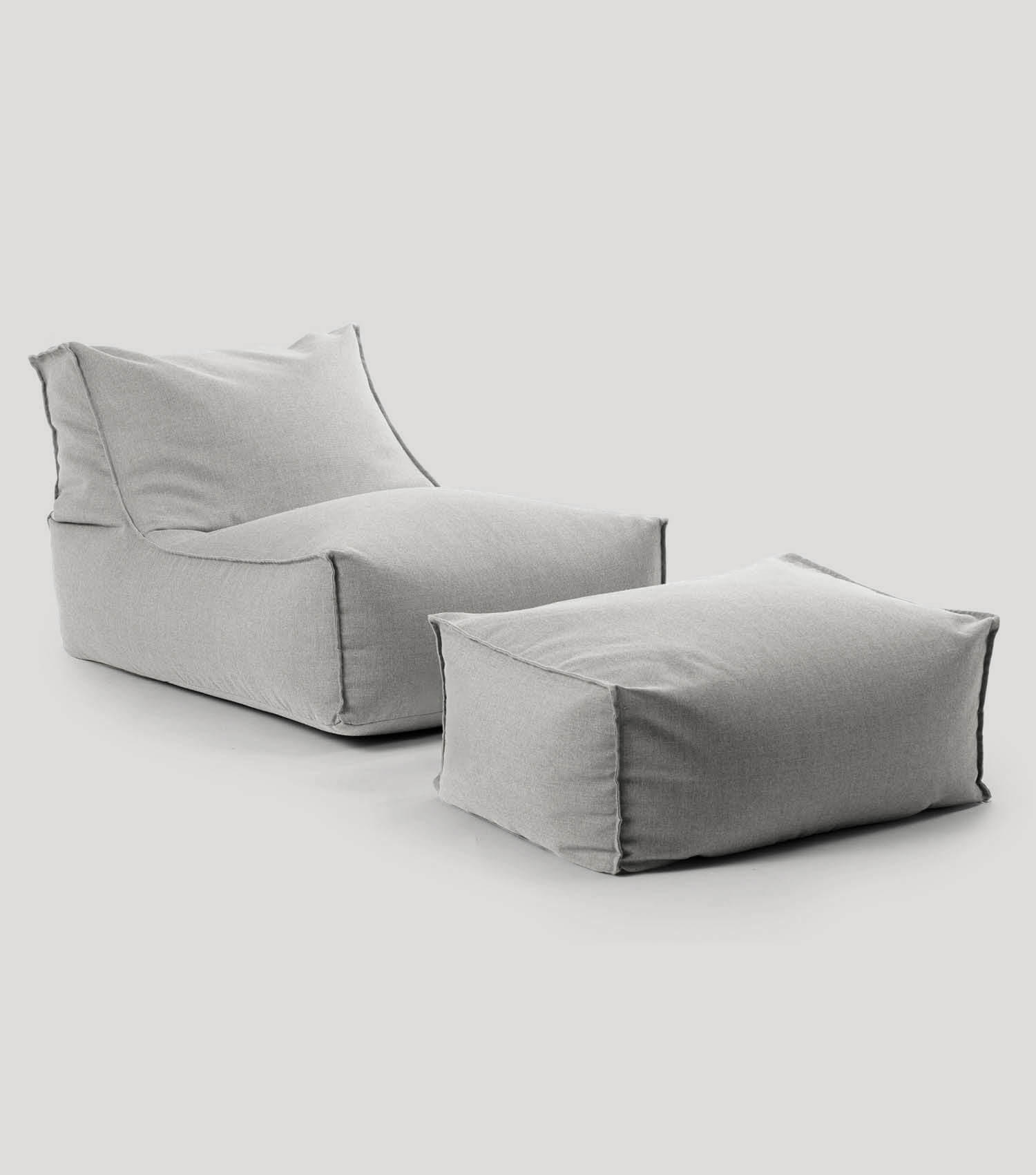 SITZSACK und Hocker Der Sundowner - Hellgrau/Grau, Textil (65/65/100cm) - Mokebo