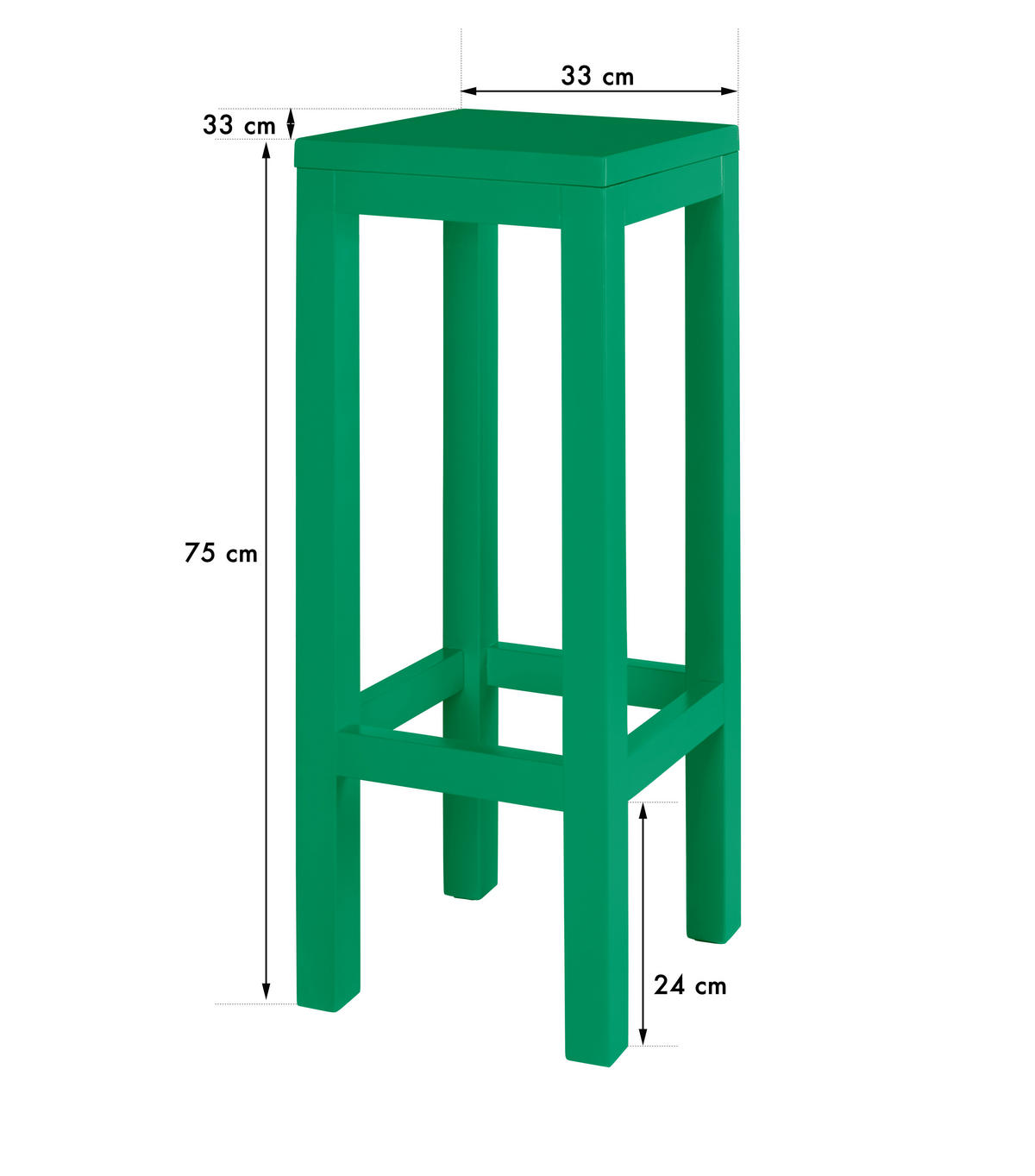 HOCKER aus massiver Kiefer, 75 cm hoch, smaragdgrün lackiert AXEL - Grün, Holz (33/75/33cm) - RNT By Really Nice Things