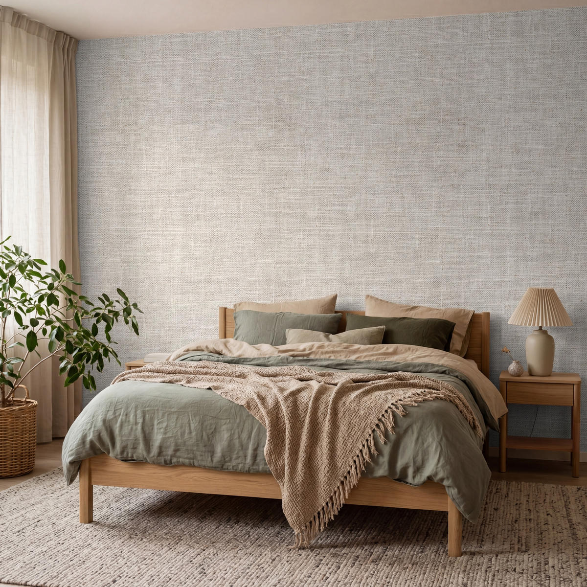 TAPETE - Leinen - Textur - Beige - 350x260 cm - Creme, Papier (350/260cm) - OnlyWow