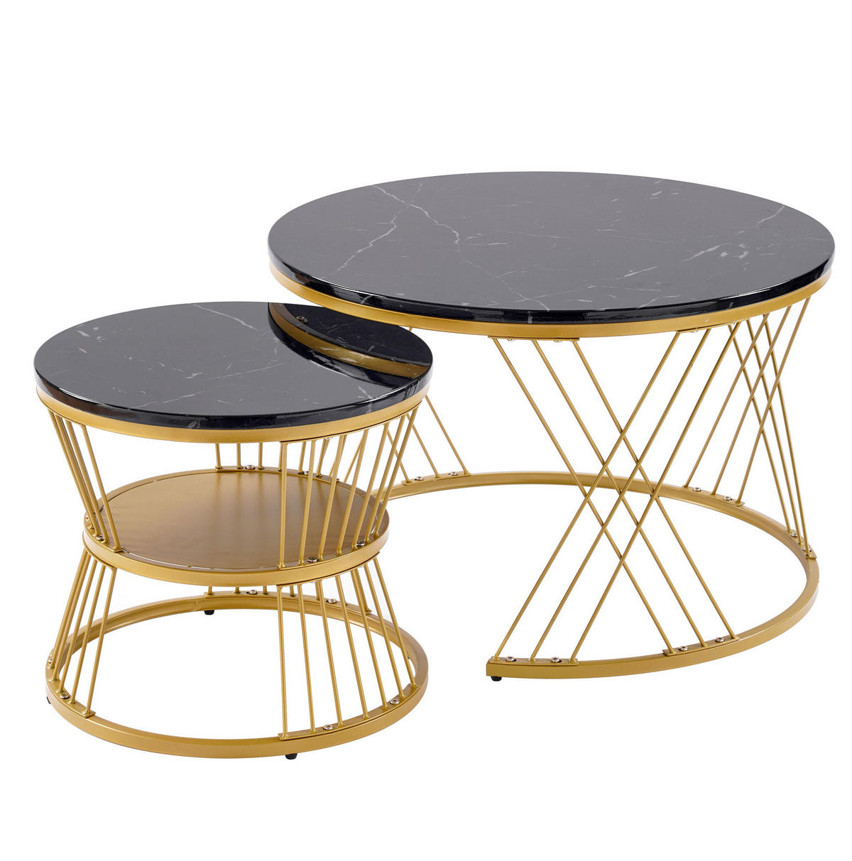 COUCHTISCH 70/45 cm schwarz aus MDF mit Marmormuster - Schwarz, Holzwerkstoff (70/70/45cm) - OKMYHOME