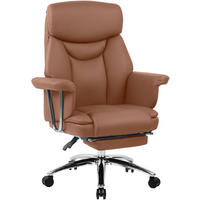 CHEFSESSEL Echtleder Braun - Chromfarben/Braun, Leder/Metall (78/114/66cm) - CLP