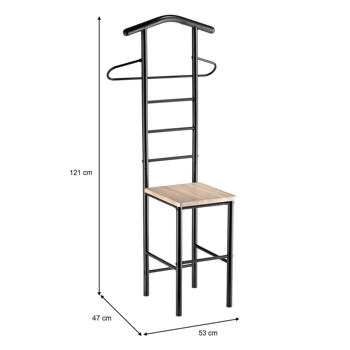 HERRENDIENER JIVO 2ER-SET - Schwarz/Sonoma Eiche, Metall (53/121/47cm) - CARO-Möbel