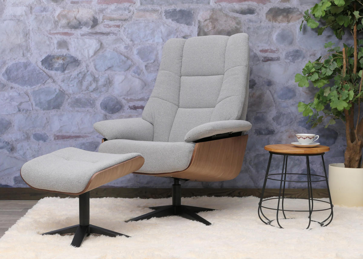 RELAXSESSL + HOCKER Grau - Grau, Textil (81/125/106cm) - MCW