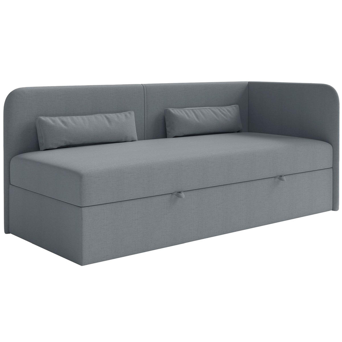 JUGENDBETT Calmmo Dunkelgrau mit Chenille-Bezug, Kopfteil rechts - Dunkelgrau, Textil (90/200cm) - Selsey