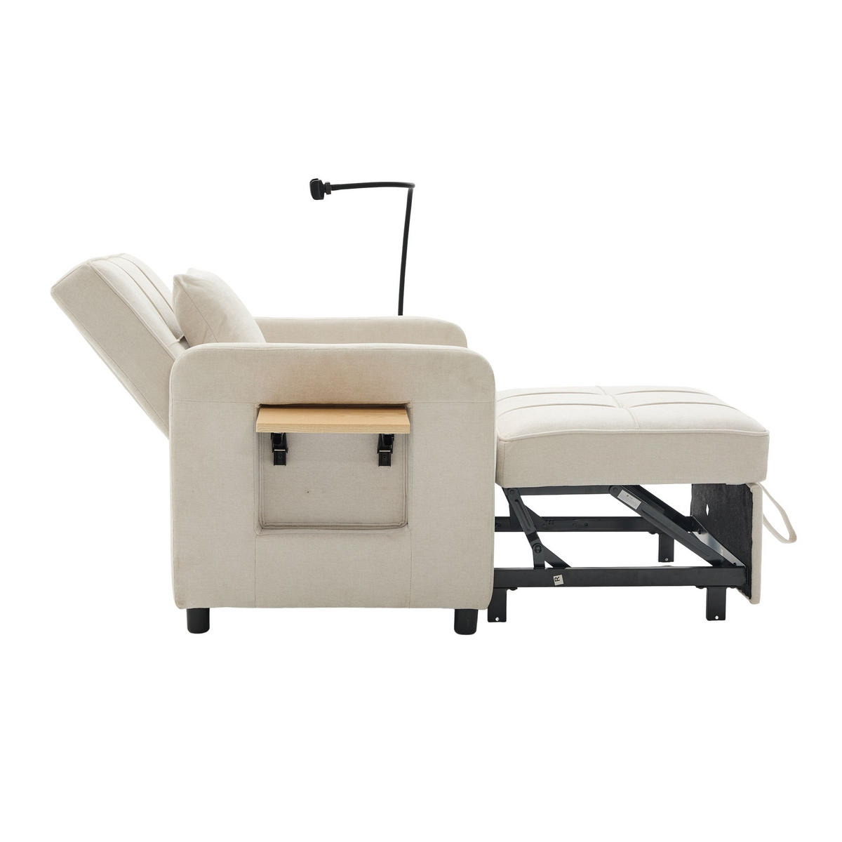 FERNSEHSESSEL 2 in 1 Relaxsessel,Polsterliege mit Schlaffunktion, Stauraum,Chenille,Beige - Beige, Textil (79/83/167cm) - LVHOM