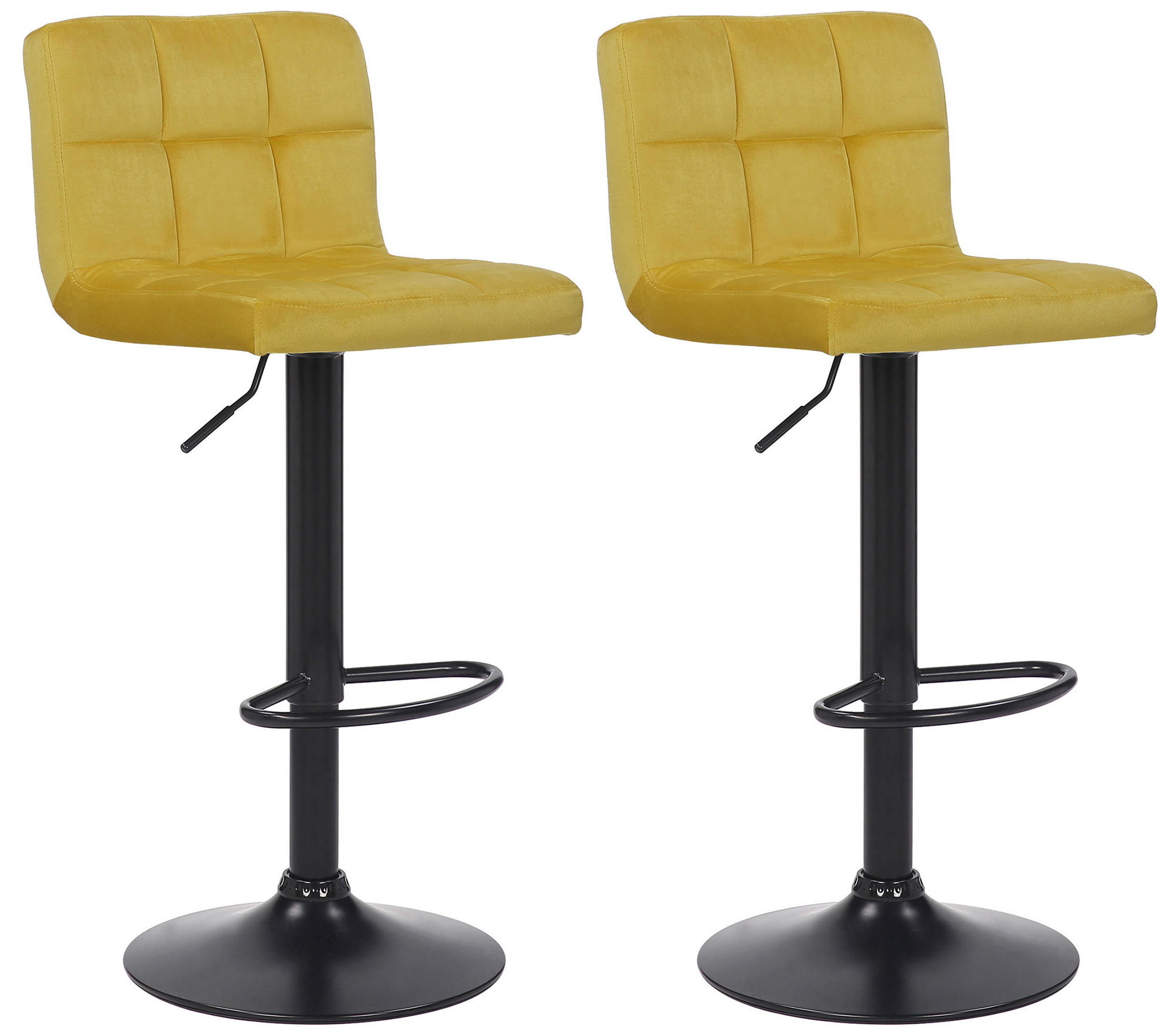 BARHOCKER 2er Set Fenai Samt gelb - Gelb/Schwarz, Textil/Metall (40/106/40cm) - TPFLiving