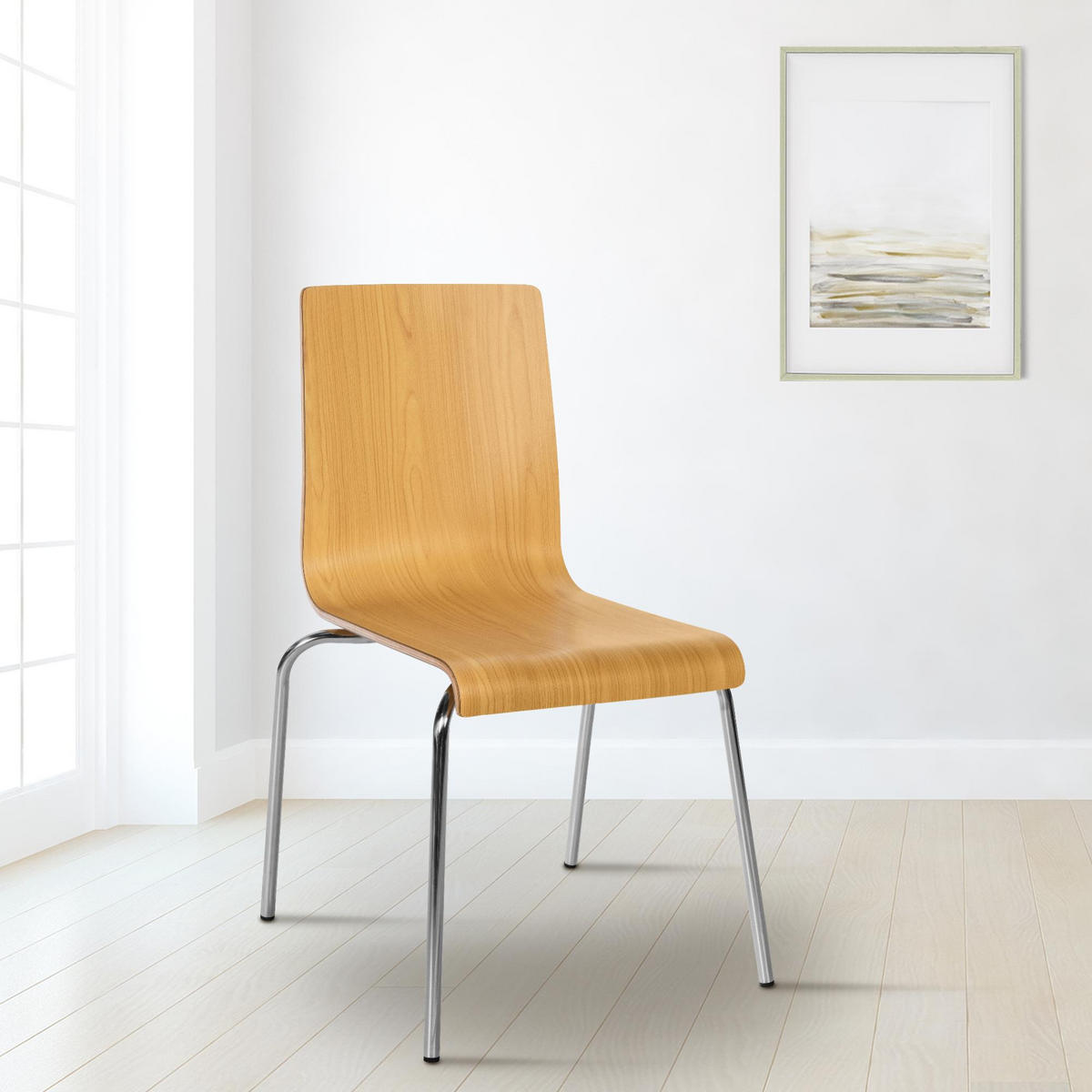 STUHL Holz Natura - Eukalyptusholzfarben, Holz/Metall (49/85/49cm) - CLP