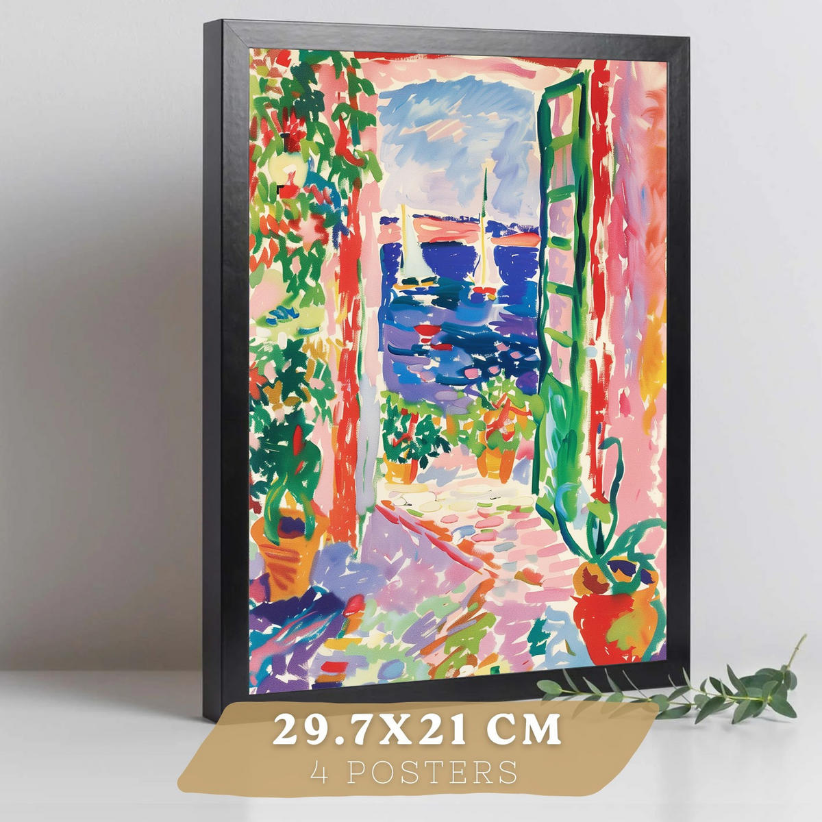 PLAKAT Sada 4 Cesta A3 Černý rám - černá, papír (29.7/1/42cm) - Nacnic