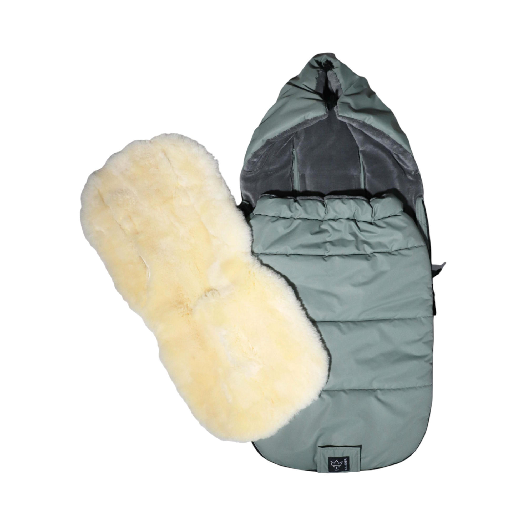 KINDERWAGENFUSSSACK Sheep mit Lammfelleinlage, salbei green - Grün, Textil (45/100cm) - Kaiserbaby