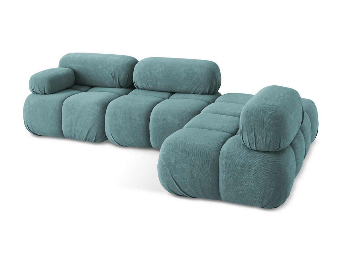 ECKSOFA Rechts Chenille Stoff Blau - Blau/Blaugrau, Kunststoff/Textil (285/190cm) - Makamii