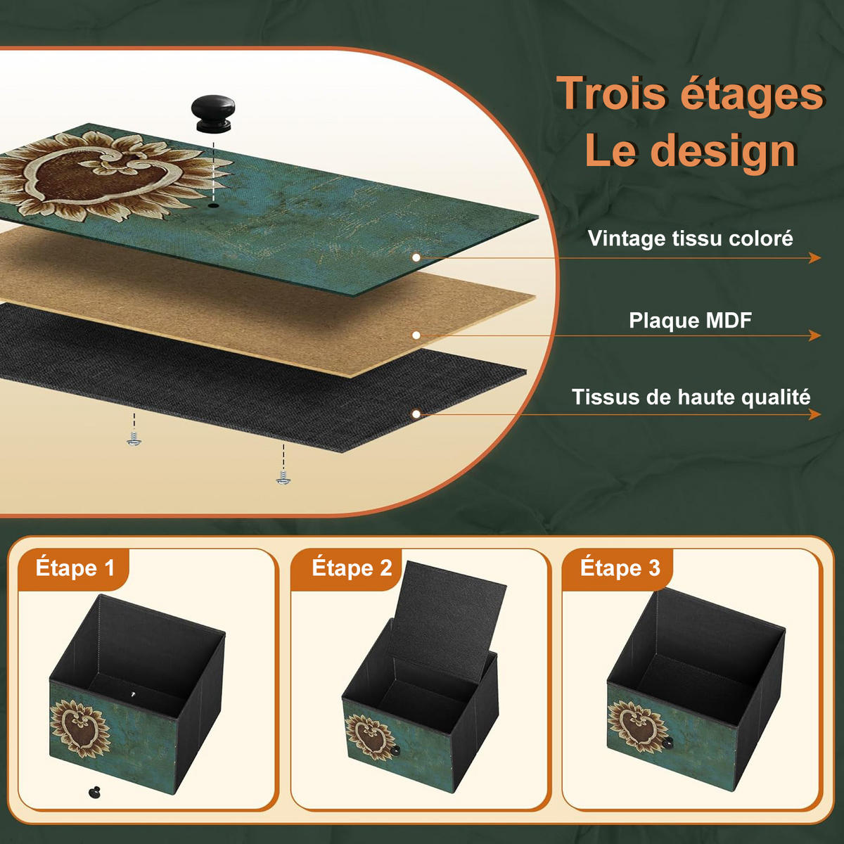 KOMMODE mit 9 Schubladen Metallgestell Stoff Kommode - Multicolor, Holz (30/86.5/100cm)