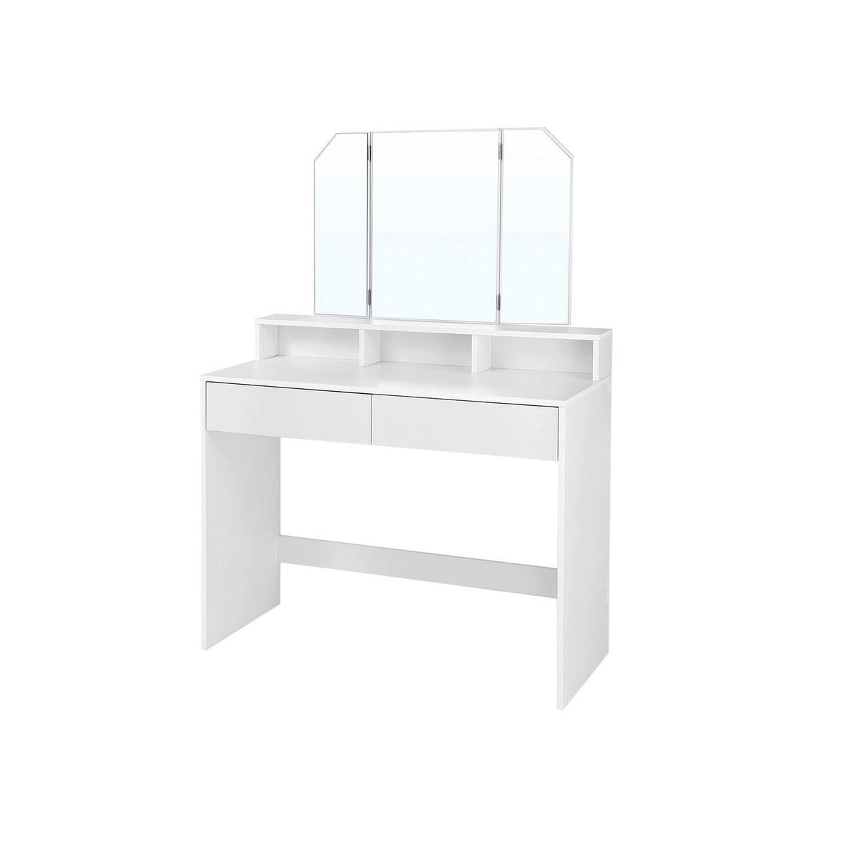 SCHMINKTISCH MIT KLAPPSPIEGEL - Weiß, Holzwerkstoff (40/142/100cm) - Hansiro