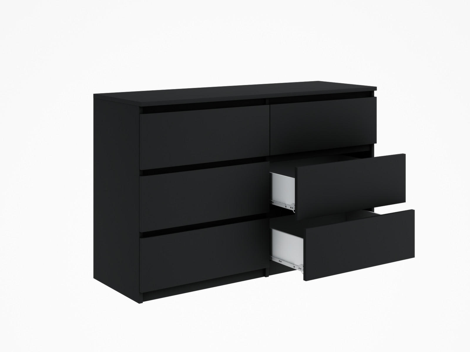 KOMMODE mit 6 Schubladen 120 cm holz schwarz - Schwarz, Holzwerkstoff (120/76/35cm) - EMIX24