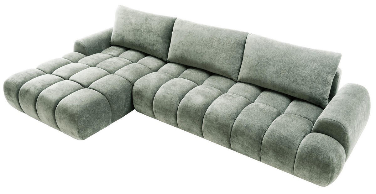 ECKSOFA 340 cm Valerio II, Schlaffunktion, Bettkasten, Links, Hellgrau - Hellgrau, Holz (340/177cm) - Emporius