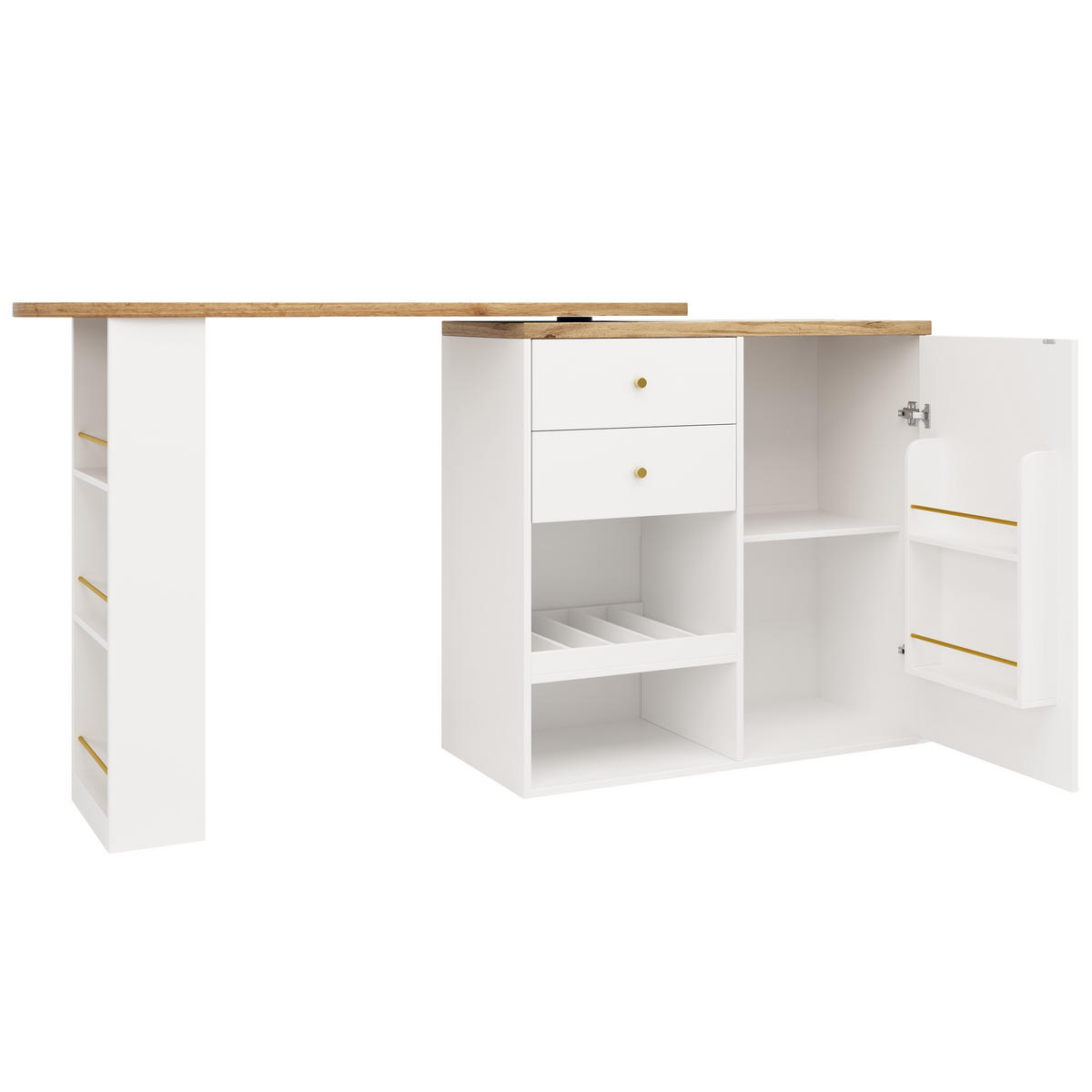 BARTISCH Drehbar 105cm Schubladen Schiebetür Weiß - Weiß, Holzwerkstoff (39/105/102cm) - FLIEKS