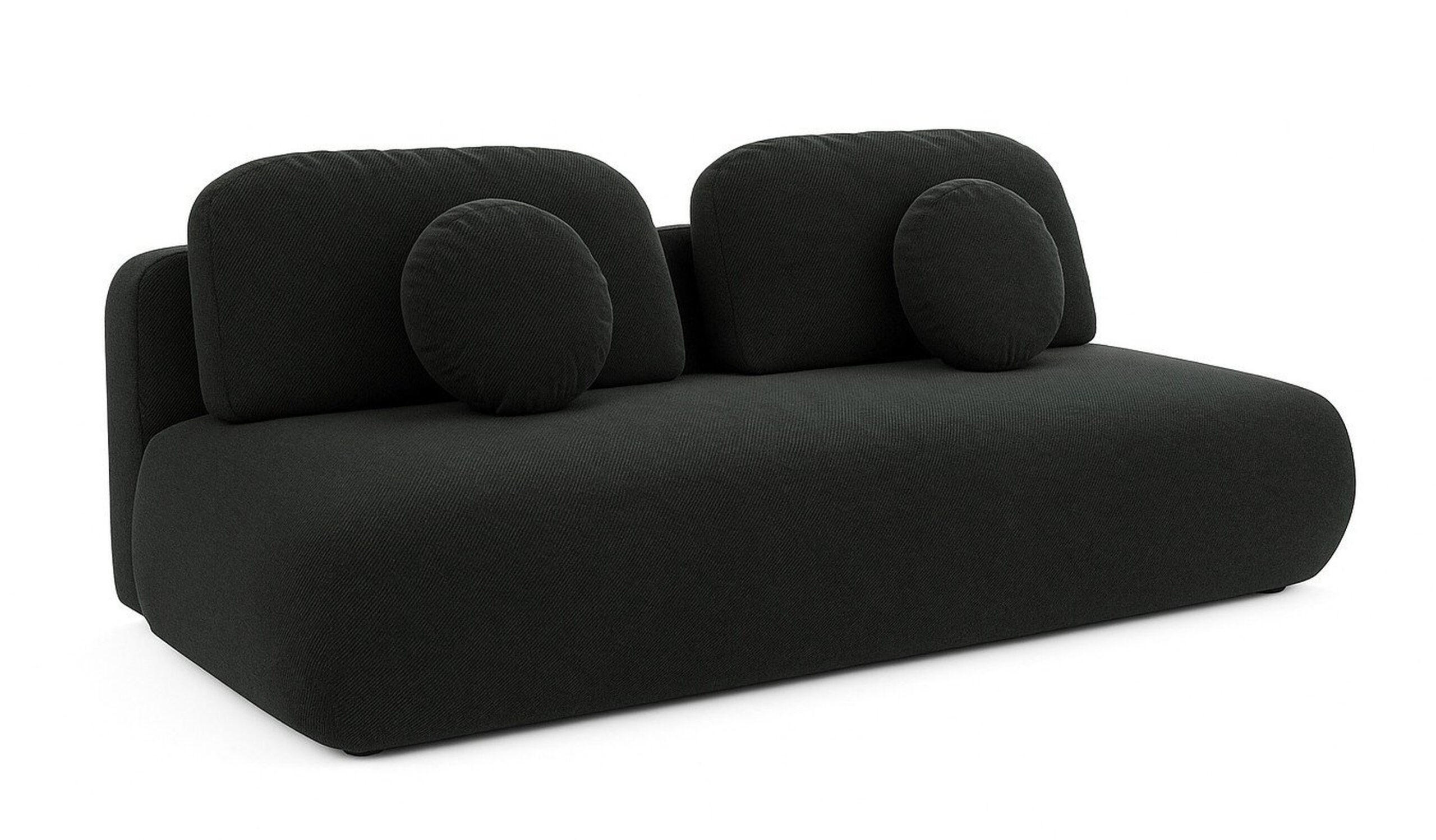 SCHLAFSOFA OTO, Sofa mit Schlaffunktion und Bettkasten, Farbe: Schwarz, Velourstoff - Schwarz, Textil (206/90/92cm) - Sepro Meble
