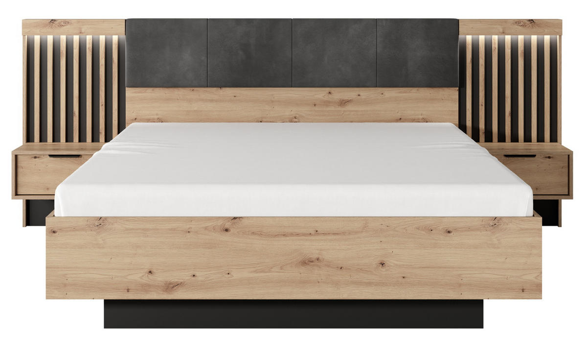 NACHTTISCHE 50 cm mit LED Arcadia, Lamellen, Eiche Artisan - Eiche Artisan, Holz (50/102/40cm) - Emporius