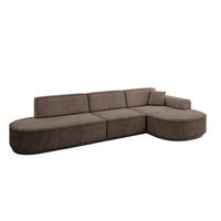 ECKSOFA Ottomane Rechts MARI-L2-v3 - 328x171x83 cm Braun Velours - Schwarz/Braun, Holzwerkstoff/Kunststoff (171/328cm) - ALTDECOR