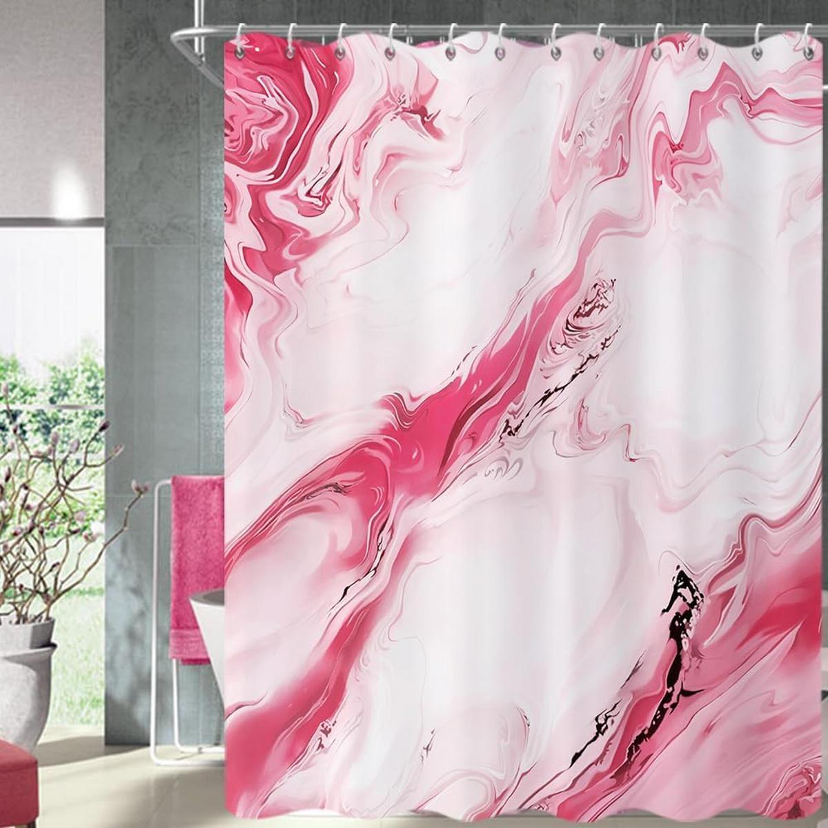 DUSCHVORHANG Aquarell Marmor 180 x 180 cm - Pink, Textil (180/180cm) - Kaket