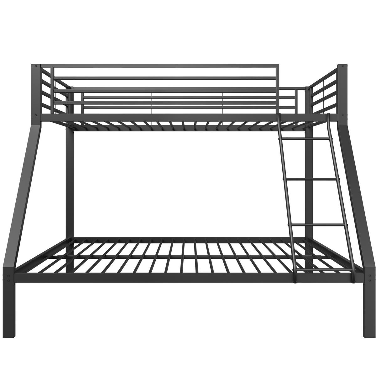 ETAGENBETT aus Metall 90/140x200 cm Schwarz mit beidseitig montierbarer Leiter - Schwarz, Metall (140/200cm) - Modfu