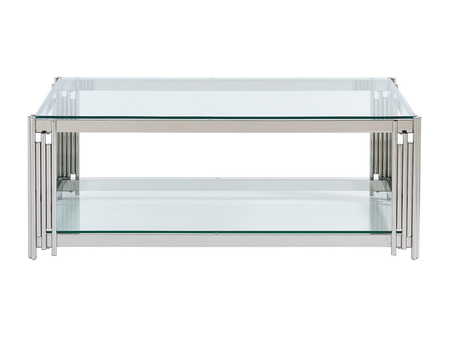 COUCHTTISCH nicht ausziehbar - 123.5 cmcm x 63.5 cmcm - Glas - Silberfarben - NOMELANO - Silberfarben, Glas (63.5/123.5/45.5cm) - Vente-Unique