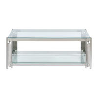 COUCHTTISCH nicht ausziehbar - 123.5 cmcm x 63.5 cmcm - Glas - Silberfarben - NOMELANO - Silberfarben, Glas (63.5/123.5/45.5cm) - Vente-Unique