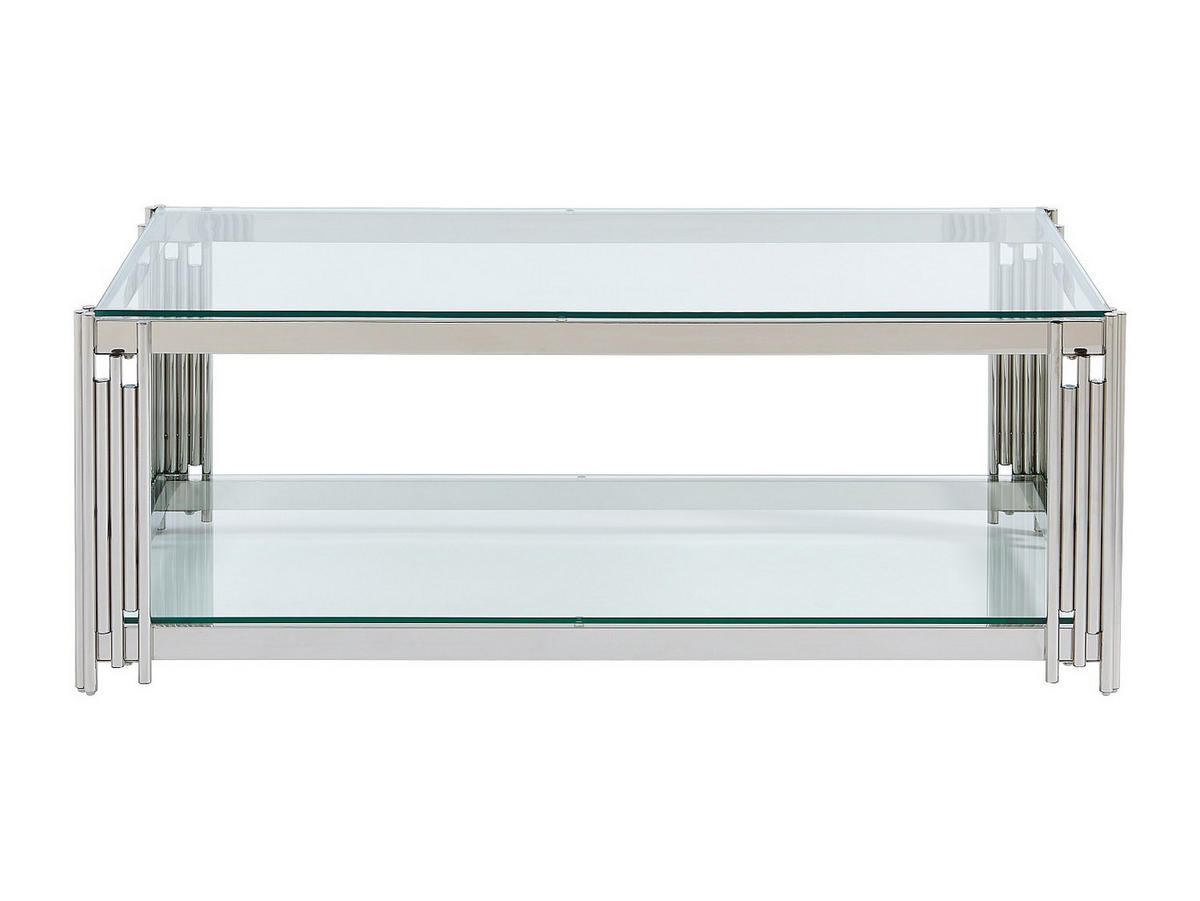 COUCHTISCH - Sicherheitsglas & Edelstahl - Chromfarben - NOMELANO - Silberfarben, Glas (123.5/63.5/45.5cm) - Pascal Morabito