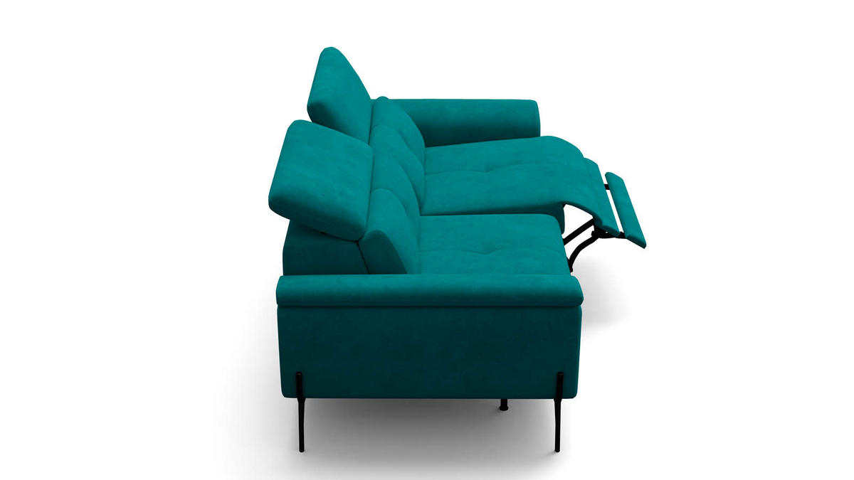 SOFA RELAX AVENA 3-Sitzer, dunkelgrüner Veloursstoff - Dunkelgrün/Schwarz, Holz/Textil (204/80/108cm) - Wozimo