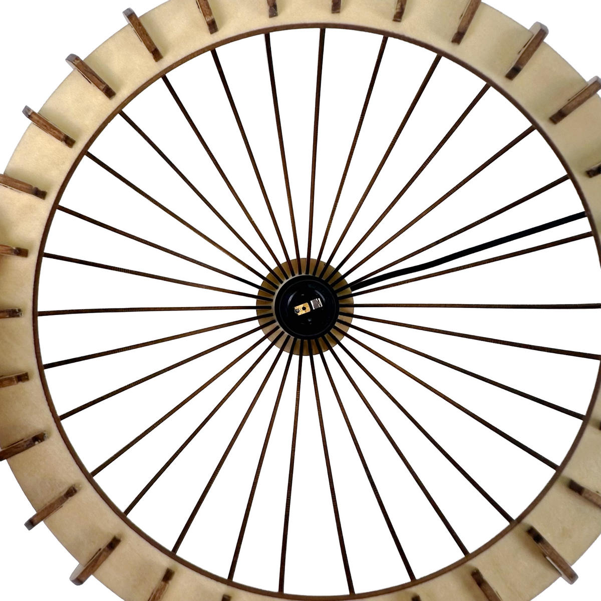 PENDUL Natur Negru lamele din lemn E27 - maro deschis, lemn/metal (35/35/35cm) - Relaxdays