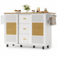 KÜCHENINSEL 146,85/70/90 cm aus MDF und Metall mit klappbarer Tischplatte Weiß - Weiß, Holzwerkstoff (146.85/90/70cm) - Modenvie