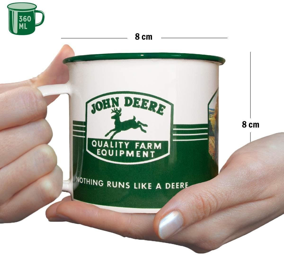 EMAILLE-BECHER 360 ml John Deere Quality Farm Equipment - Waldgrün/Weiß, Metall (0.36L) - Nostalgic-Art