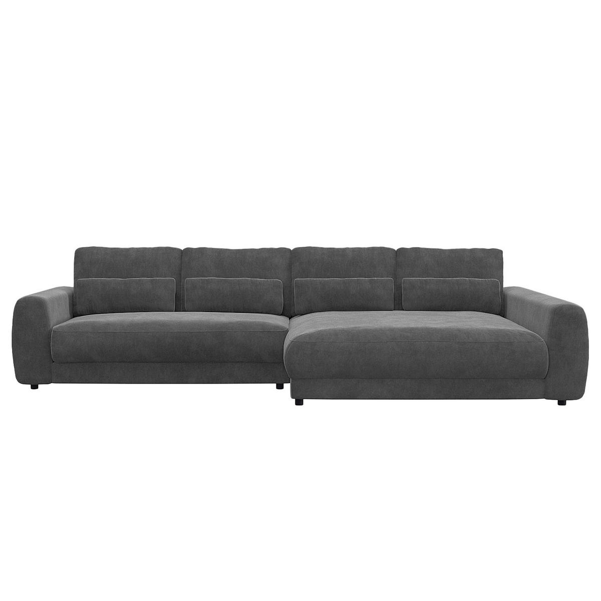 ECKSOFA mit XXL-Longchair - Schwarz/Grau, Kunststoff/Textil (323/182cm) - home24