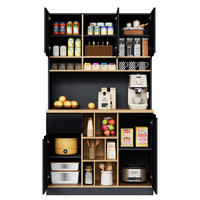 BUFFET 105/45/185 cm aus MDF mit Hochglanzfronten und offenem Stauraum Schwarz/Naturfarben - Schwarz, Holzwerkstoff (105/185/45cm) - Modenvie