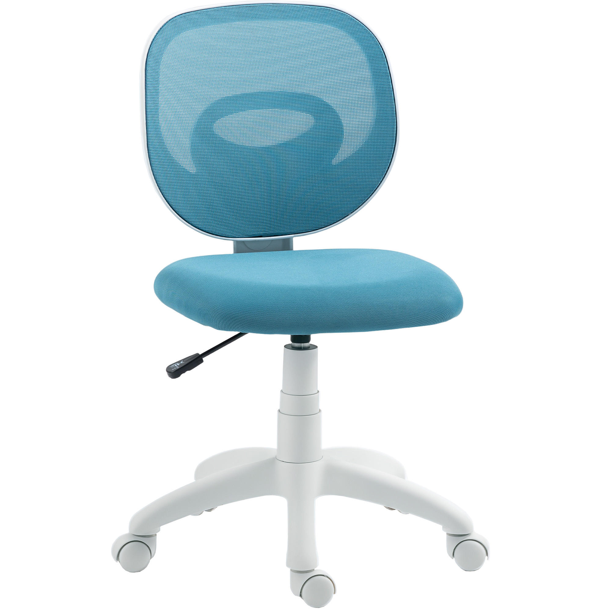 BÜROSTUHL Ergonomischer Schreibtischstuhl mit C-förmiger Rückenstütze, Blau - Blau/Weiß, Kunststoff/Textil (53/89/59.5cm) - HOMCOM