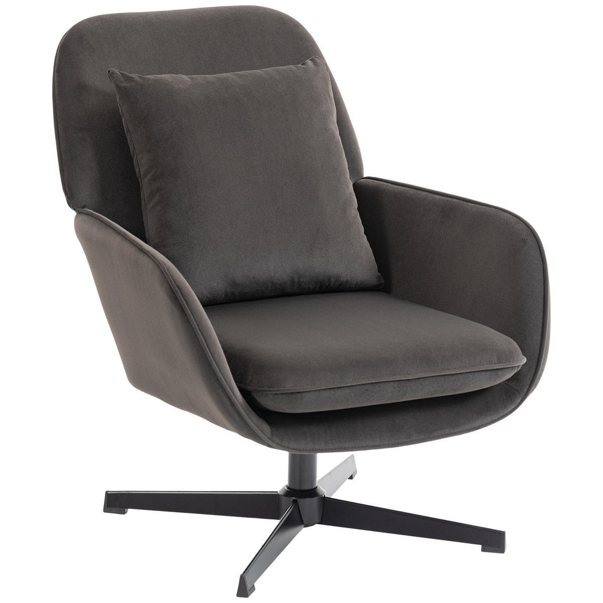 RELAXSESSEL DE-13358 Velours, breite Sitzfläche Dunkelgrau - Dunkelgrau, Metall (73/85/83.5cm) - ComfortXL