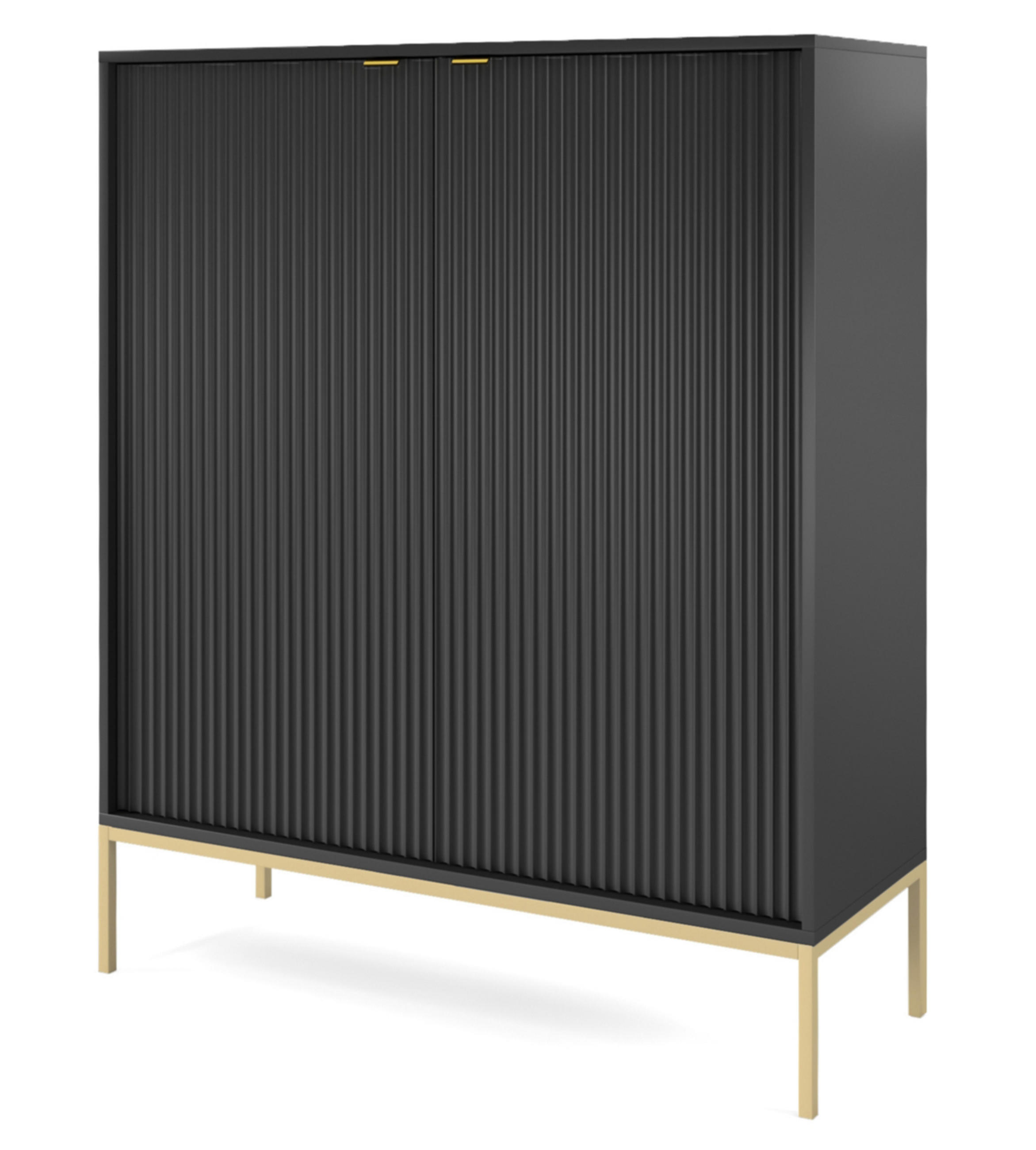 HIGHBOARD Vellore Schwarz mit goldenen Metallbeinen 104 cm - Goldfarben/Schwarz, Holzwerkstoff/Metall (104/125/39cm) - Selsey
