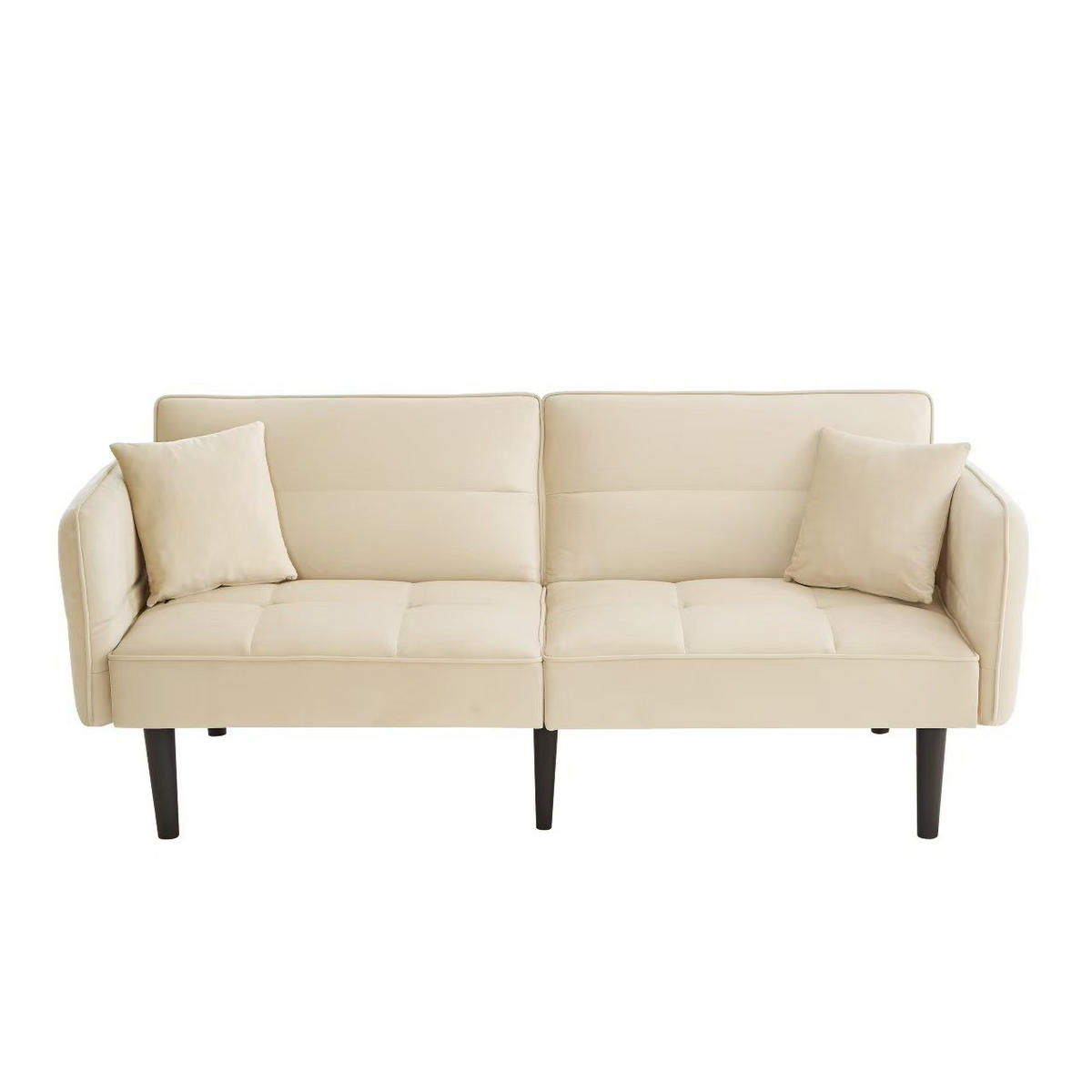 SCHLAFSOFA 176/78/76 cm Antikes Beige Samt mit klappbaren Armlehnen - Beige, Textil (176/76/78cm) - Oxeza