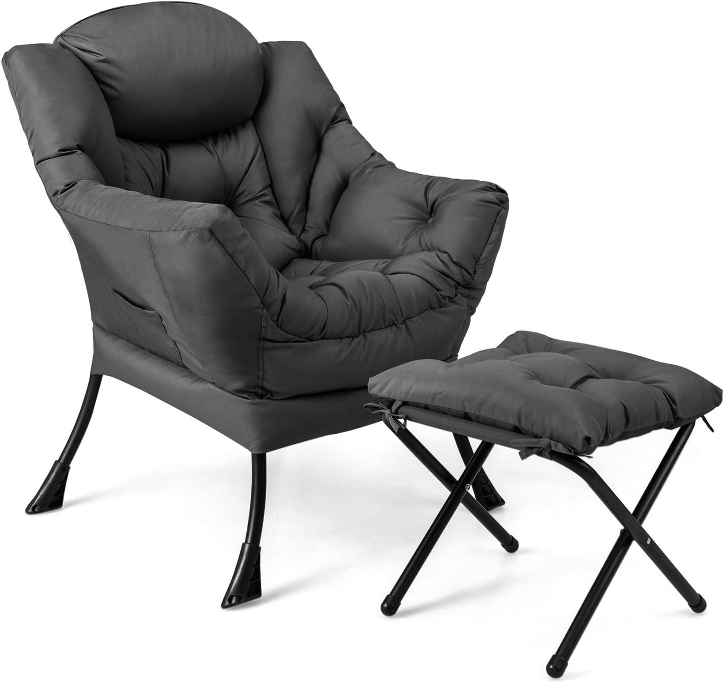 RELAXAČNÉ KRESLO 95 cm, sivé - sivá, textil (81/95/75cm) - COSTWAY