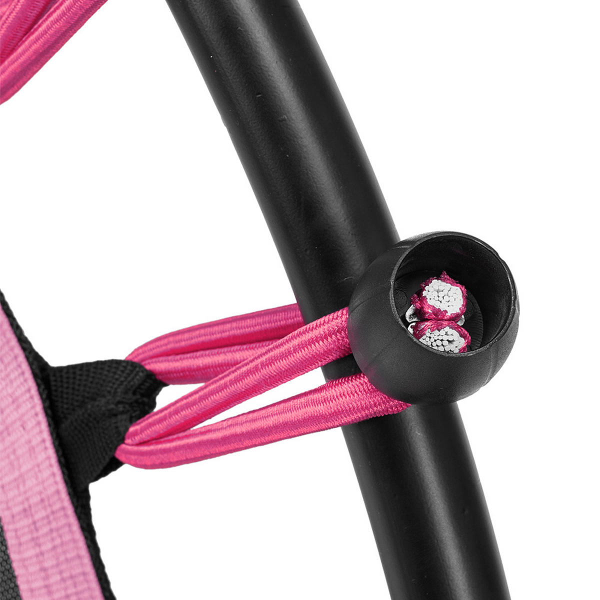 40-ZOLL-RUNDTRAMPOLIN mit Gummiseilen aus Stahl, Oxford-Gewebe, Gummiseile in Schwarz Rosa Langlebig und sicher Stabil und leise 25 x 101 x 101cm - Pink, Metall (101/101cm) - Livingandhome