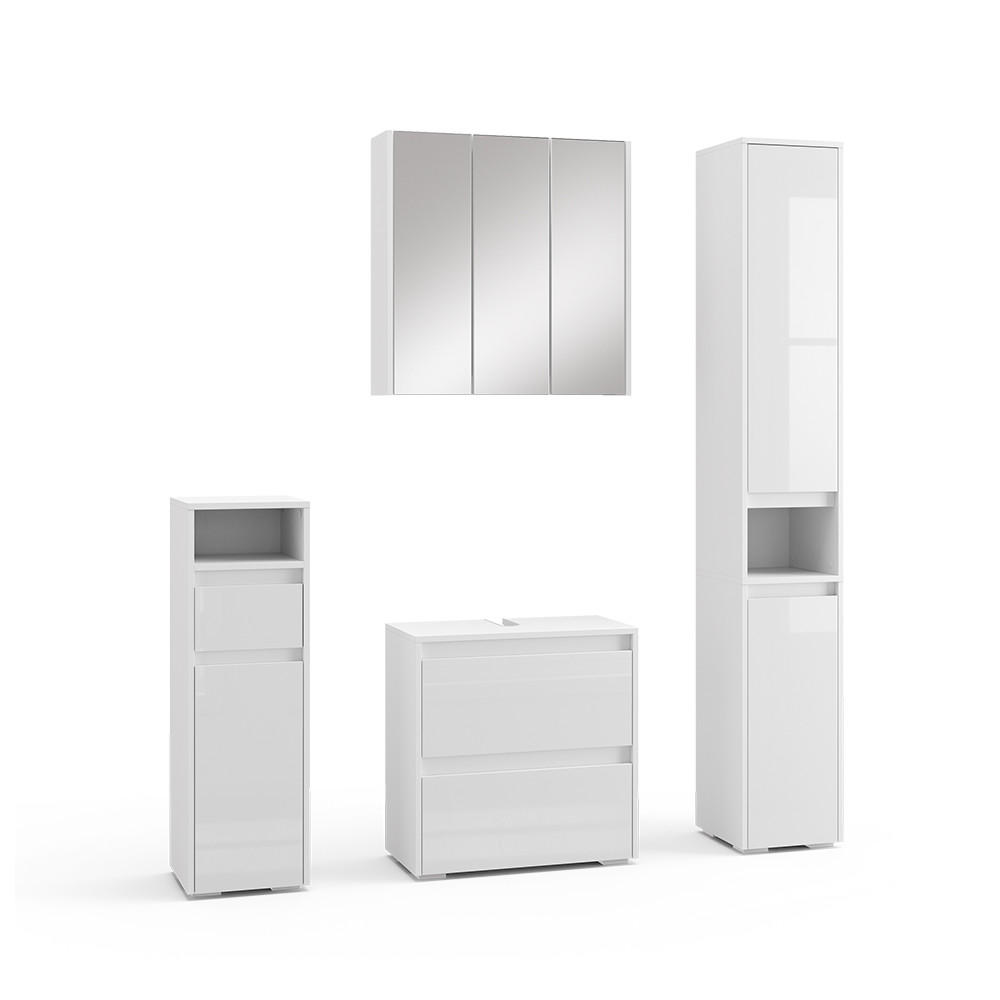 SET MOBILIER BAIE Majest, Alb lucios ridicat, 4 piese