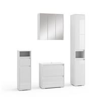 BADMÖBEL-SET Majest Weiß 4 Teile - Weiß Hochglanz/Weiß, Holzwerkstoff (60/62/30cm) - Vicco
