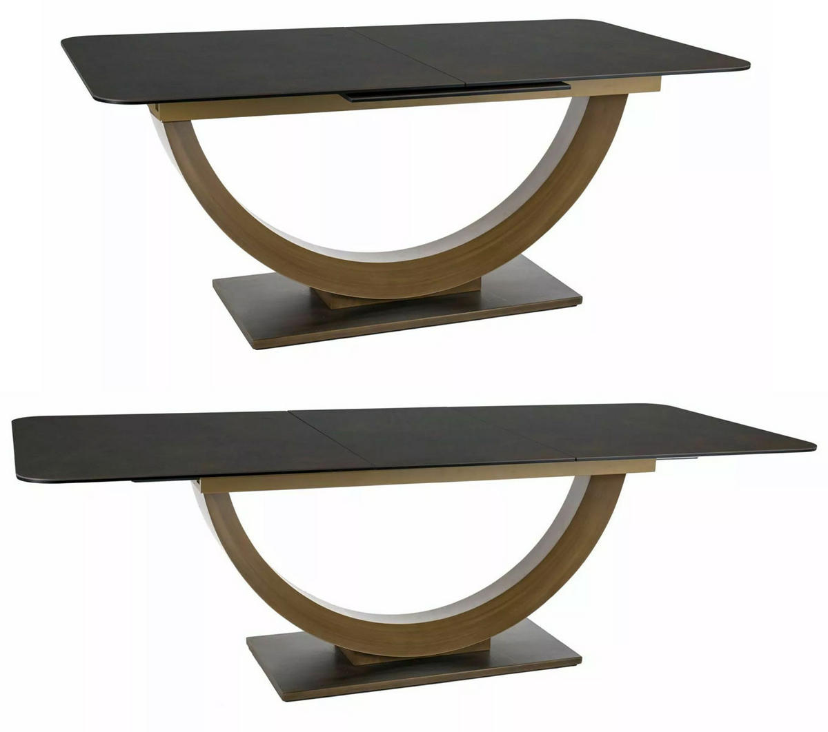 ESSTISCH Wilson Rostfarben / Bronzefarben 180-240 / 100 / 76cm - Schwarz/Bronzefarben, Holz/Keramik (100/240/76cm) - Feldmann-Wohnen