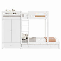 ETAGENBETT mit Ausziehbett, Kleiderschrank und Schubladen 90x200 cm Weiß - Weiß, Holzwerkstoff (90/200cm) - Beauniv