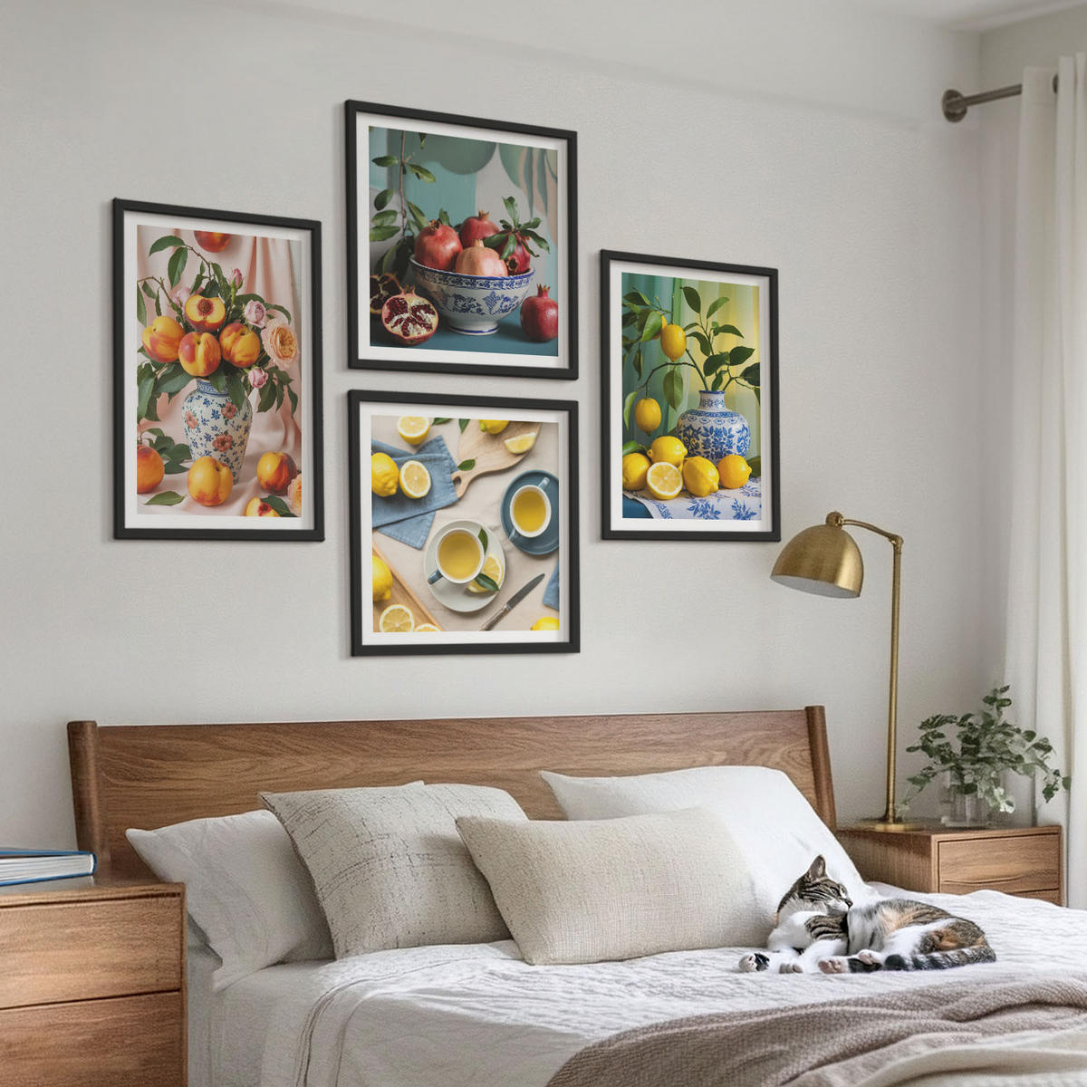BILDER SET 4er Set - 50x50 cm & 40x60 cm Schwarzer Rahmen - Matisses stilvolle Figuren - Schwarz, Kunststoff (50/50cm) - TULUP